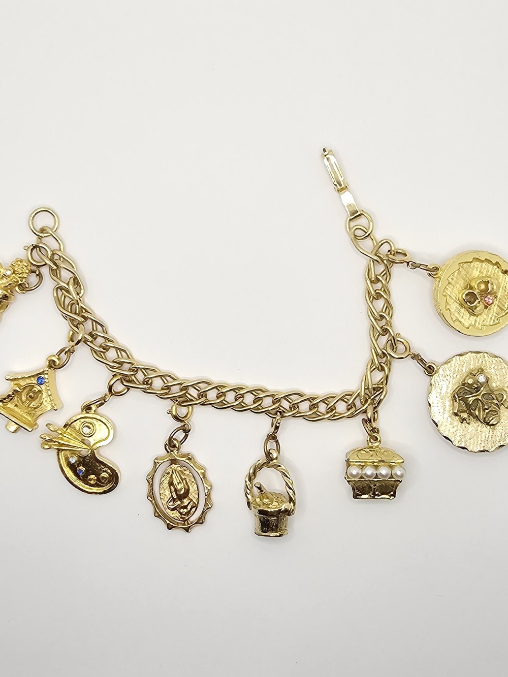 Vintage Gold-Tone Charm Bracelet with 8 Charms
